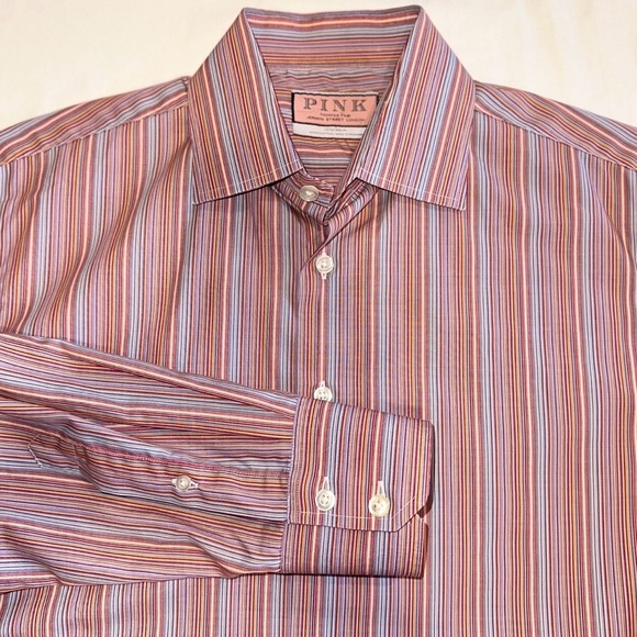 Thomas Pink Other - Thomas Pink Mens Shirt Cotton Multicolor Striped Button Up Made in Romania 15.5